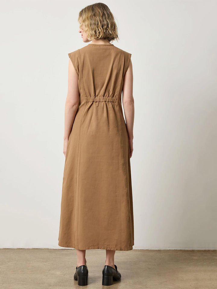 Twill Princess Seam Maxi Dress in Pecan