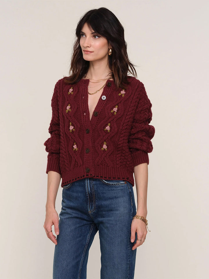 Veda Cardigan in Merlot