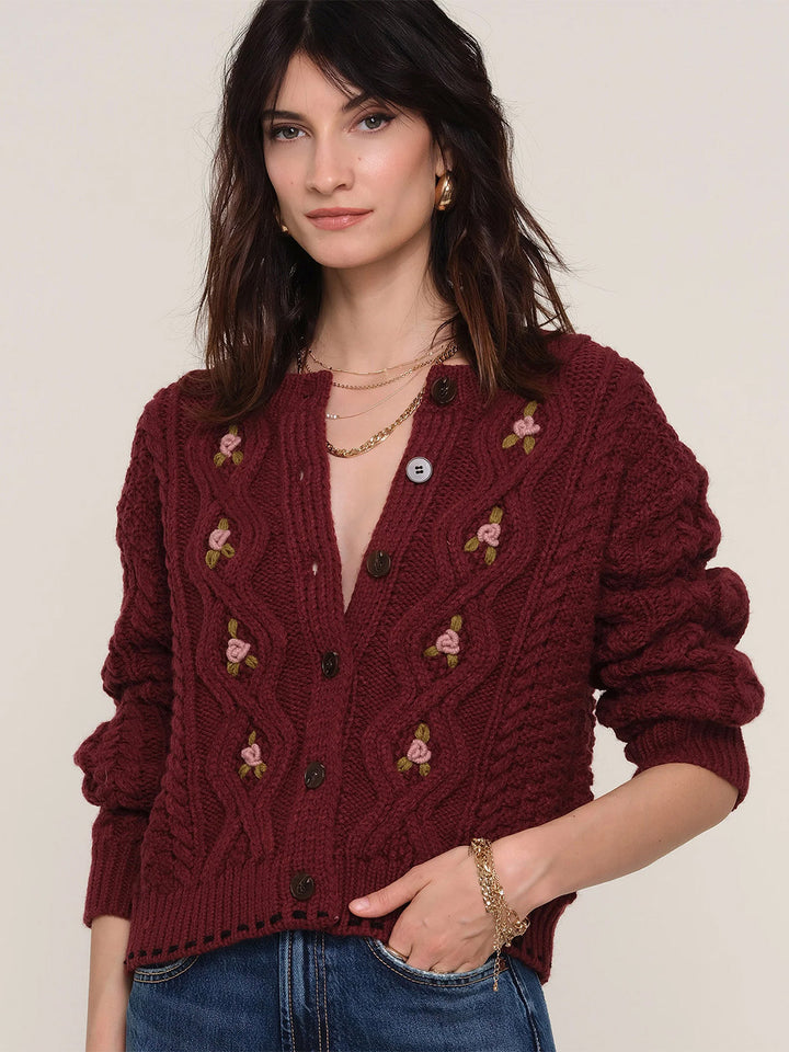 Veda Cardigan in Merlot