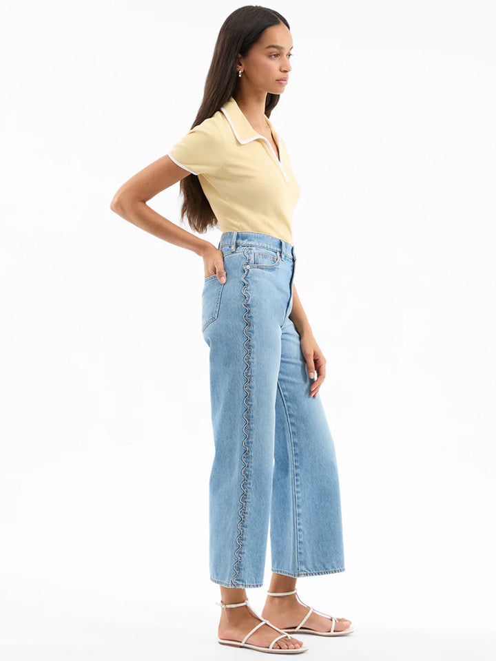 Taylor Scalloped Cropped Wide-Leg Jean in Nova