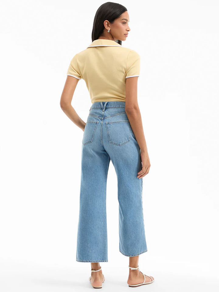 Taylor Scalloped Cropped Wide-Leg Jean in Nova