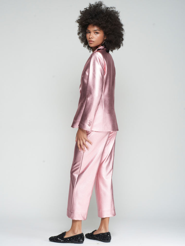 Dorin Stretchy Trouser in Metallic Pink