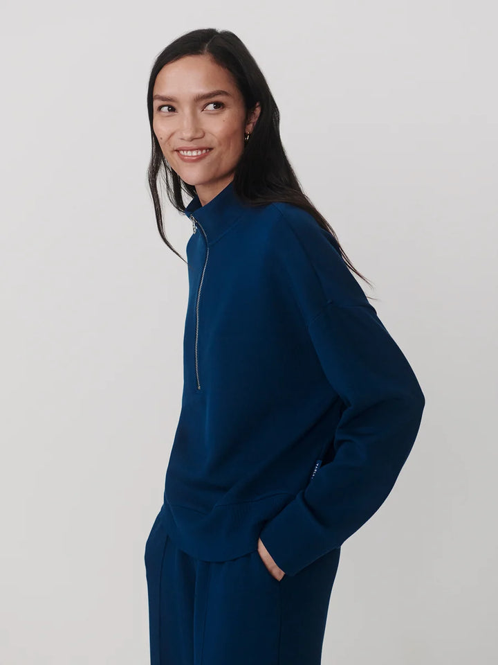 Mavis Mock Neck Sweat in Sea Blue