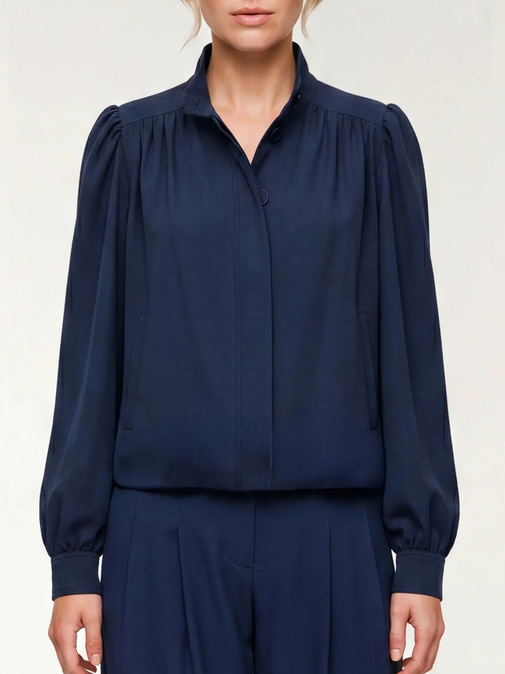 Puff Sleeve Jacket in Oxford Navy