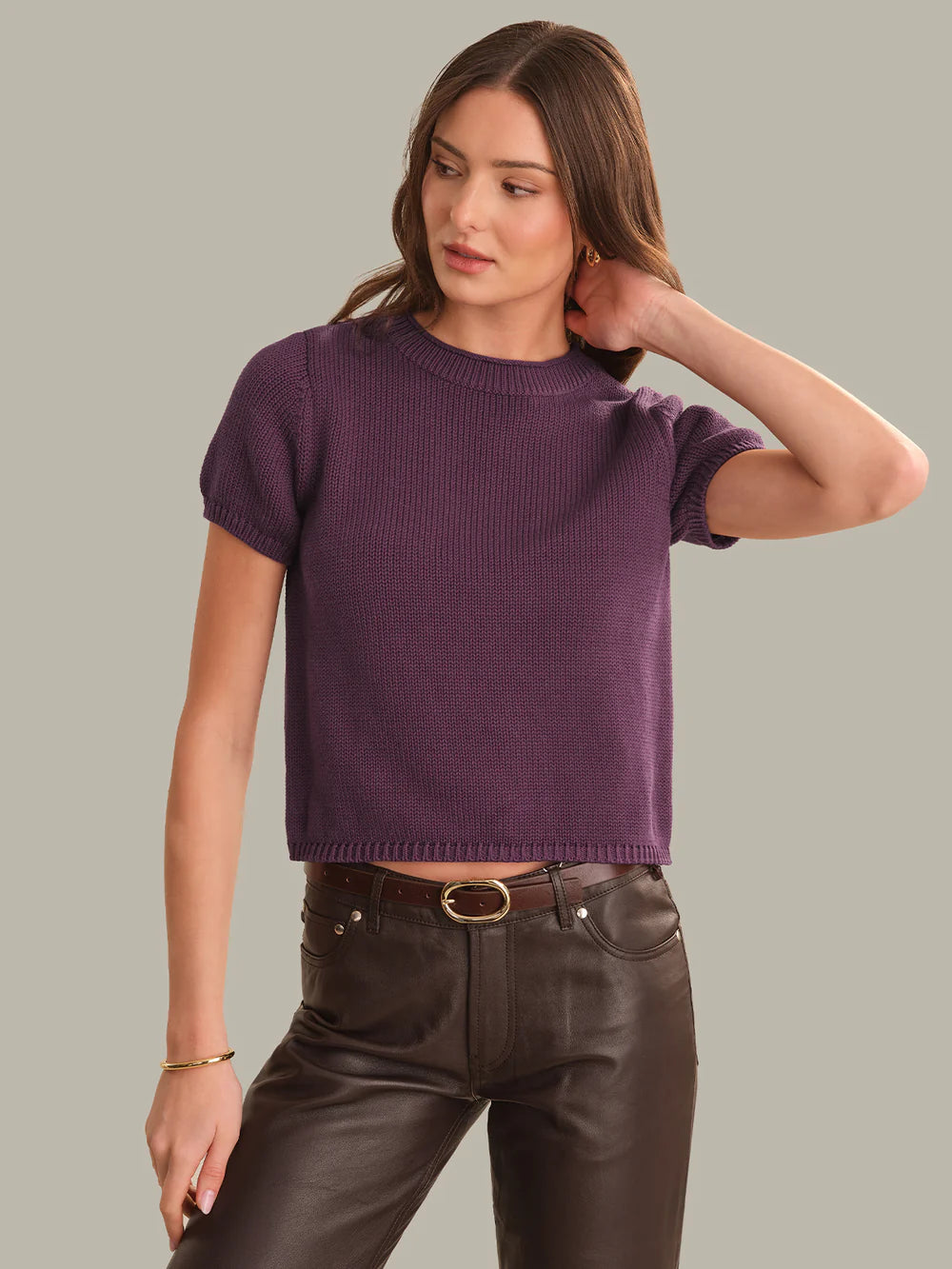 Banks Rolled Edge Sweater Tee in Italian Plum