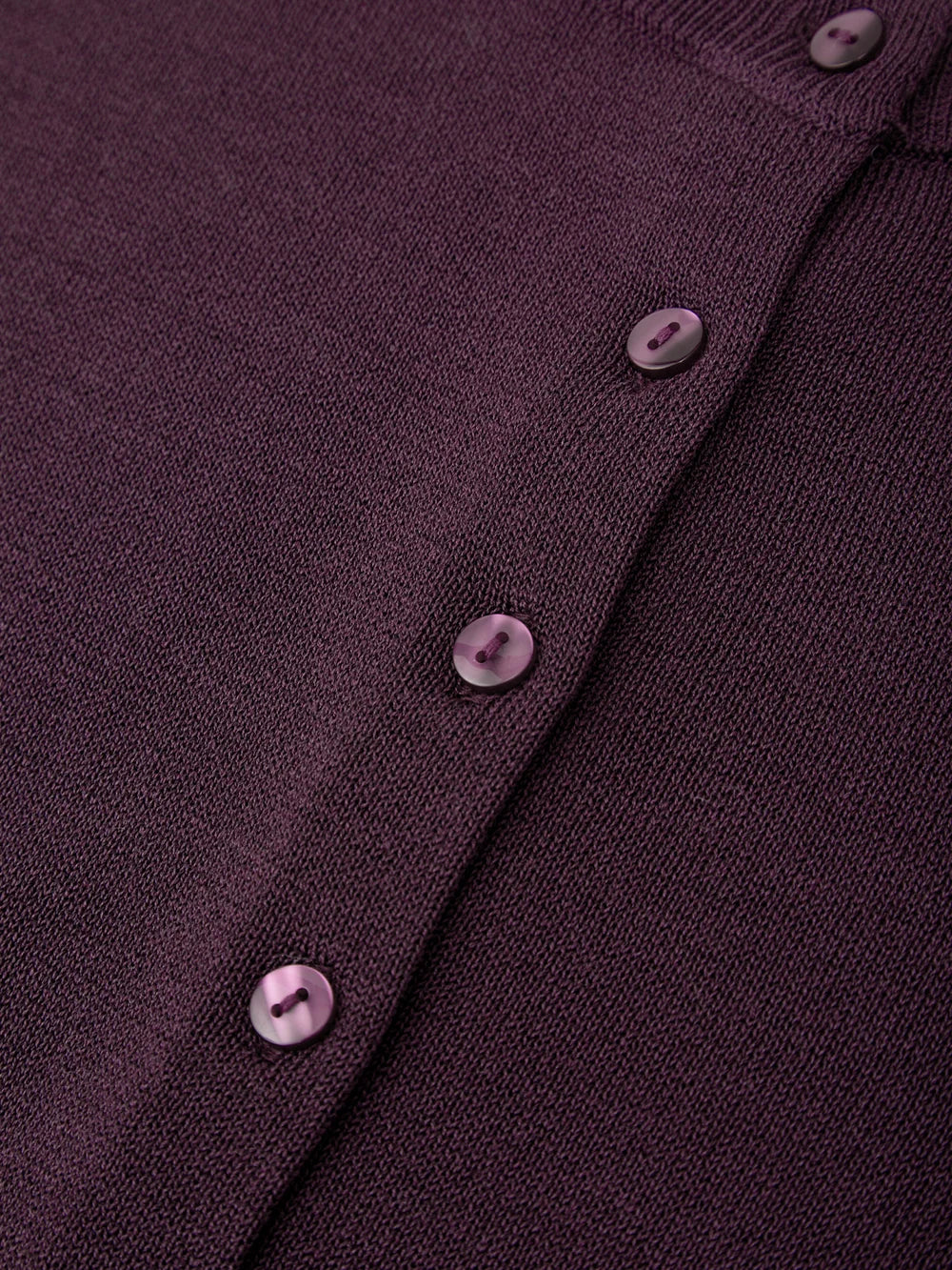 Bennett Sheer Long Sleeve Button Down Crew Neck Cardigan in Italian Plum