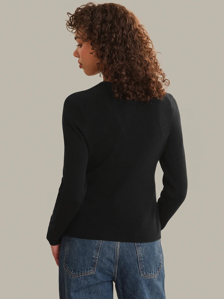 Calloway Mixed Button High Neck Cardigan in Black