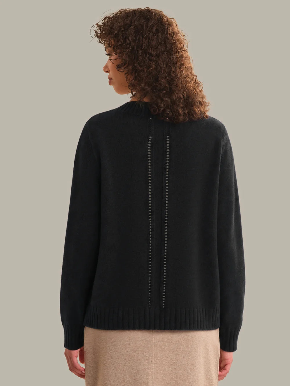 Virginia V-Neck Pullover With Pointelle Details in Black