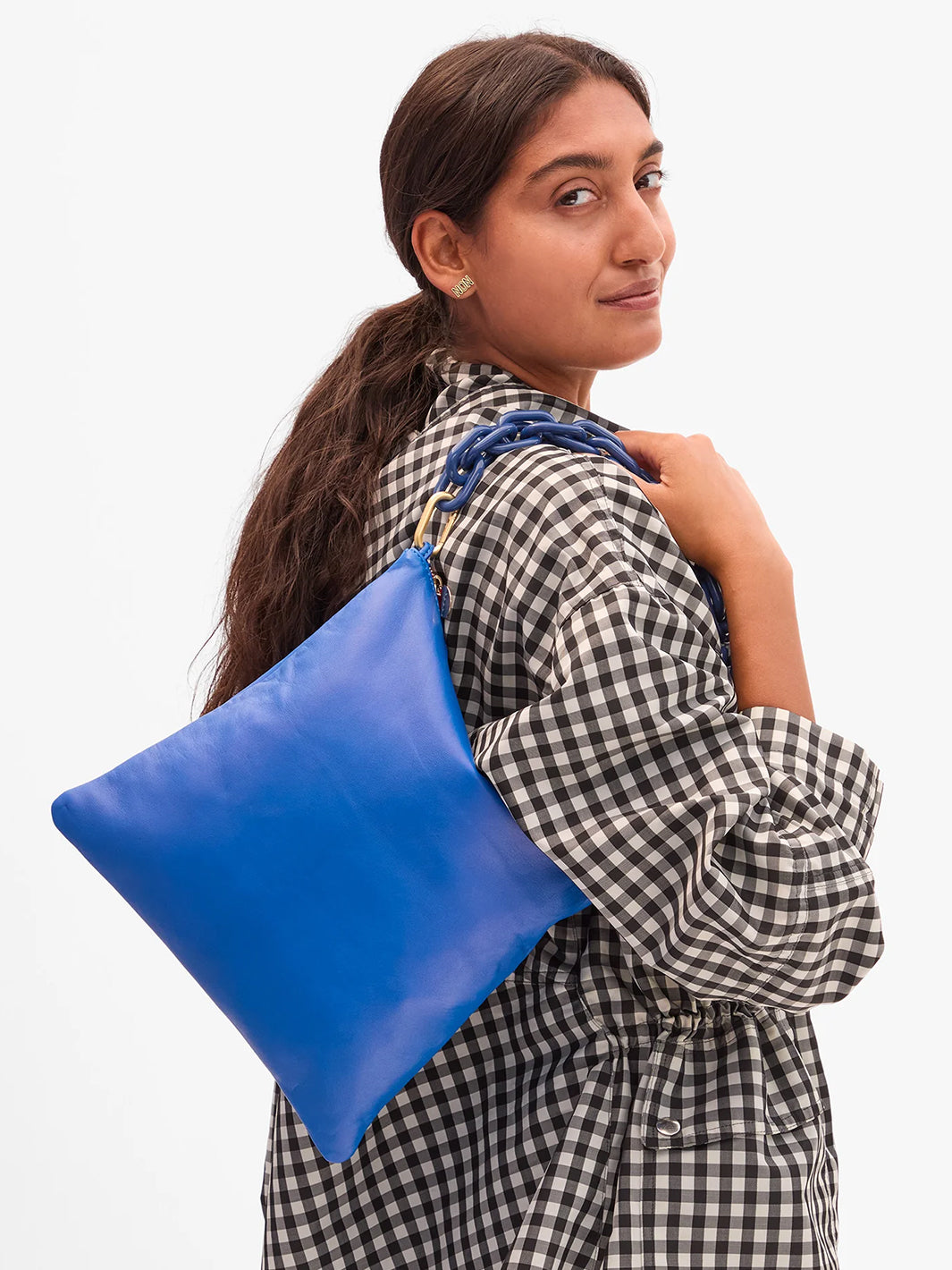 Foldover Clutch w/ Tabs in Electric Blue