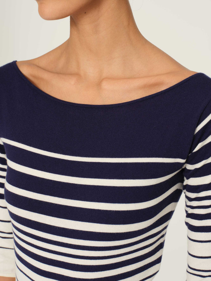 Boatneck Top in Marine Stripe