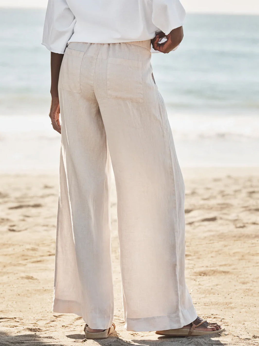 Madeline Patch Pocket Pull-On Pant in Sand