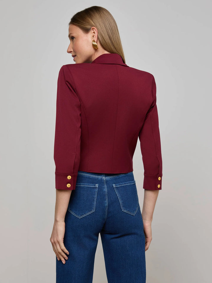 Kumi Cropped Jacket in Black Cherry