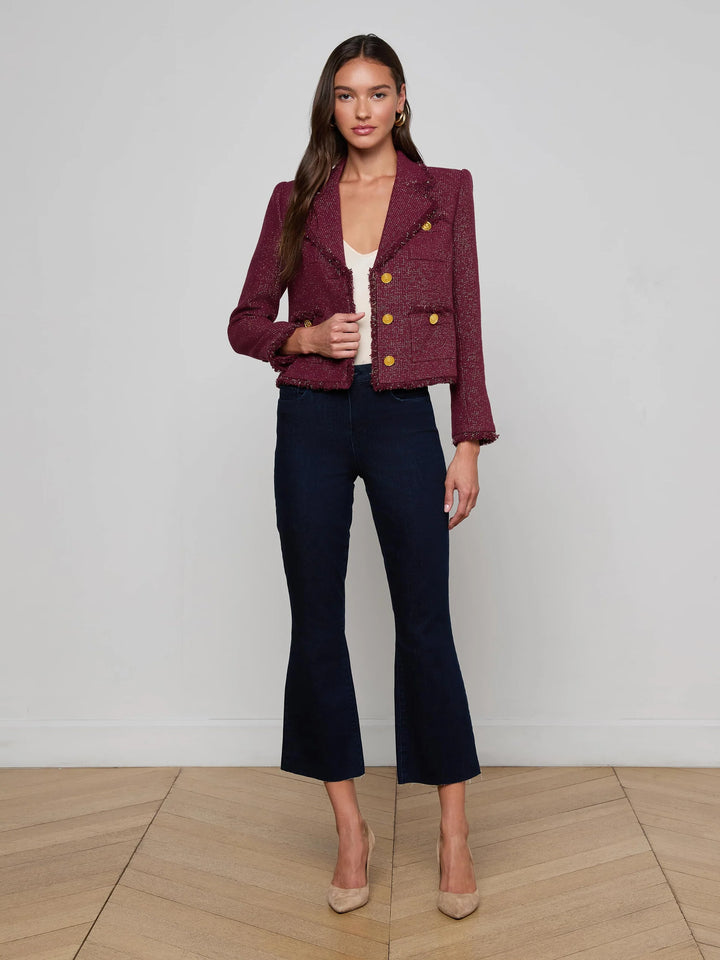 Sylvia Tweed Jacket in Malbec/Gold