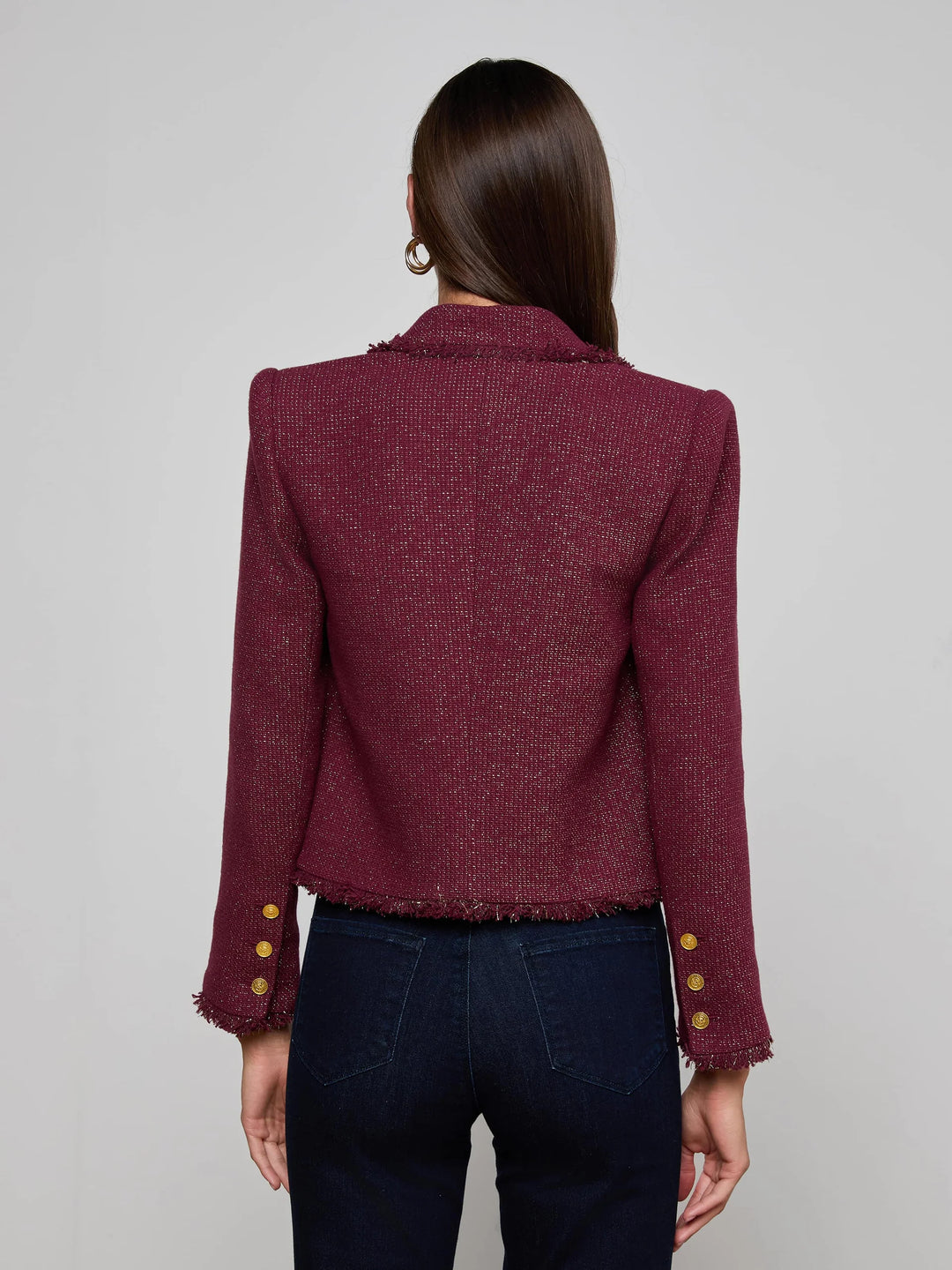 Sylvia Tweed Jacket in Malbec/Gold