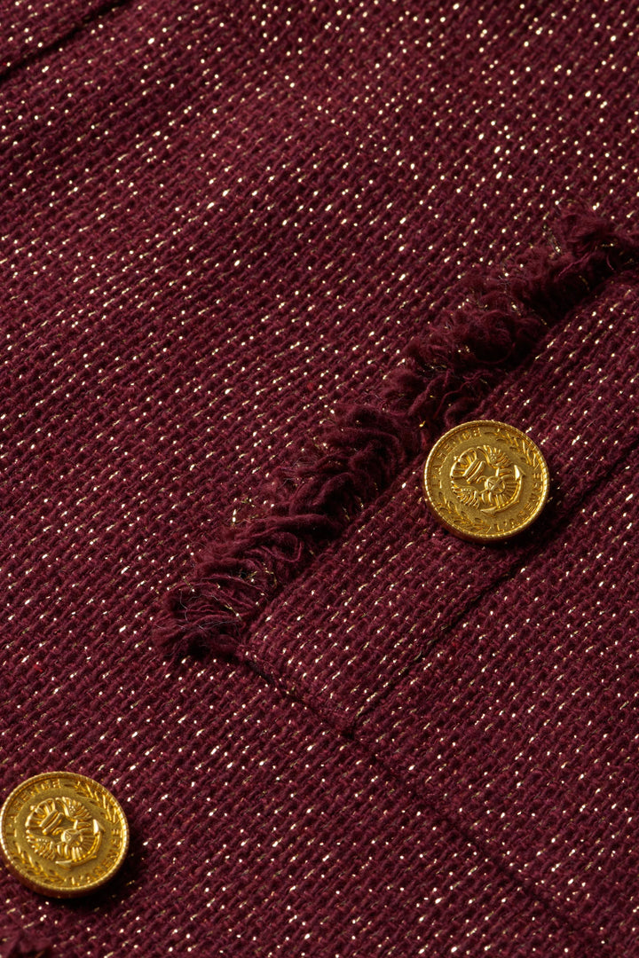Sylvia Tweed Jacket in Malbec/Gold
