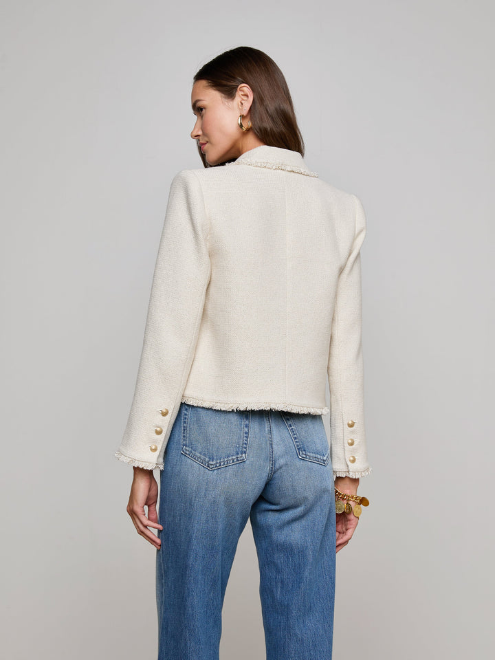 Sylvia Tweed Collard Jacket in Ivory/Light Gold