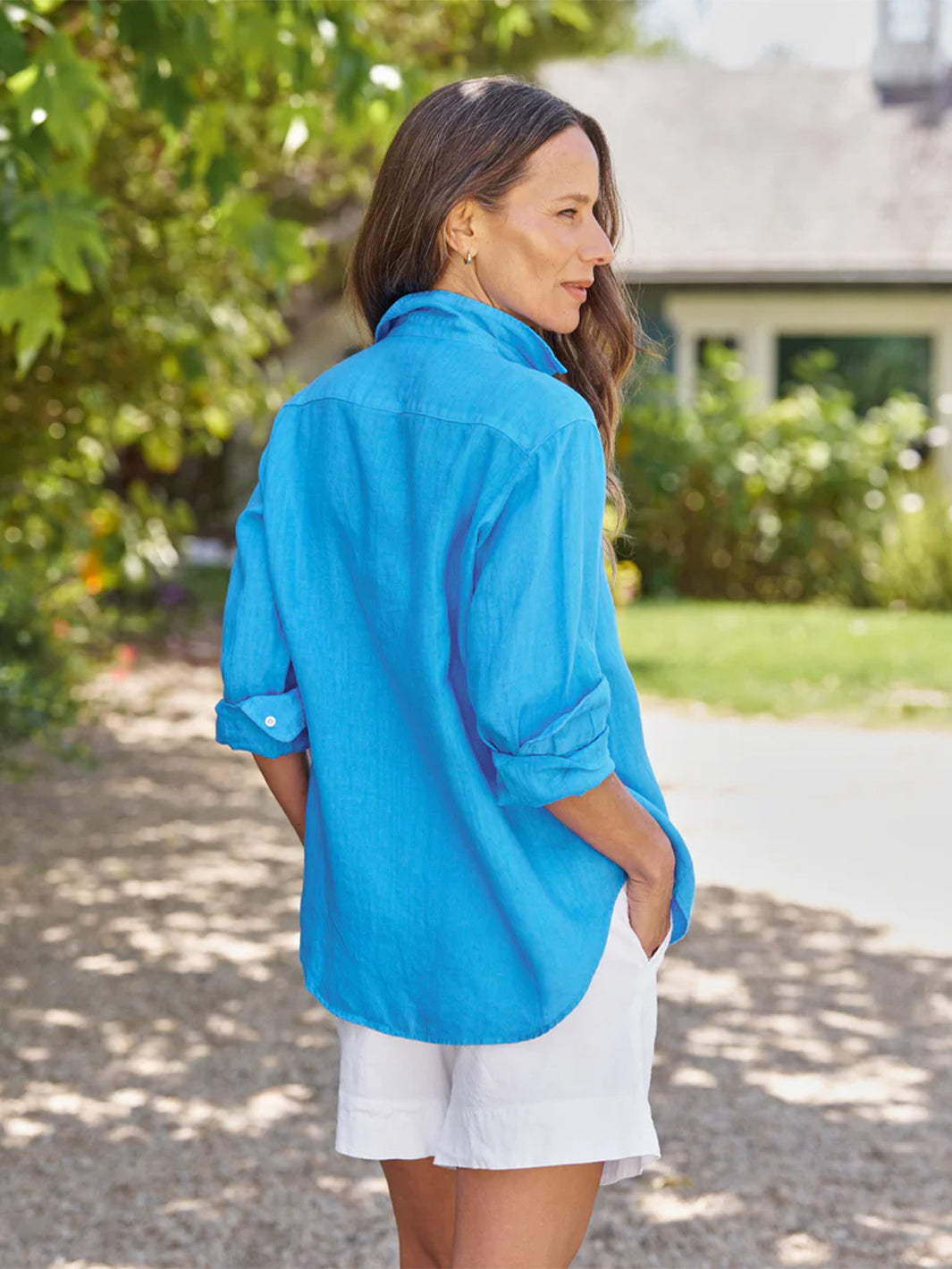 Eileen Relaxed Button-Up Shirt in Turquois