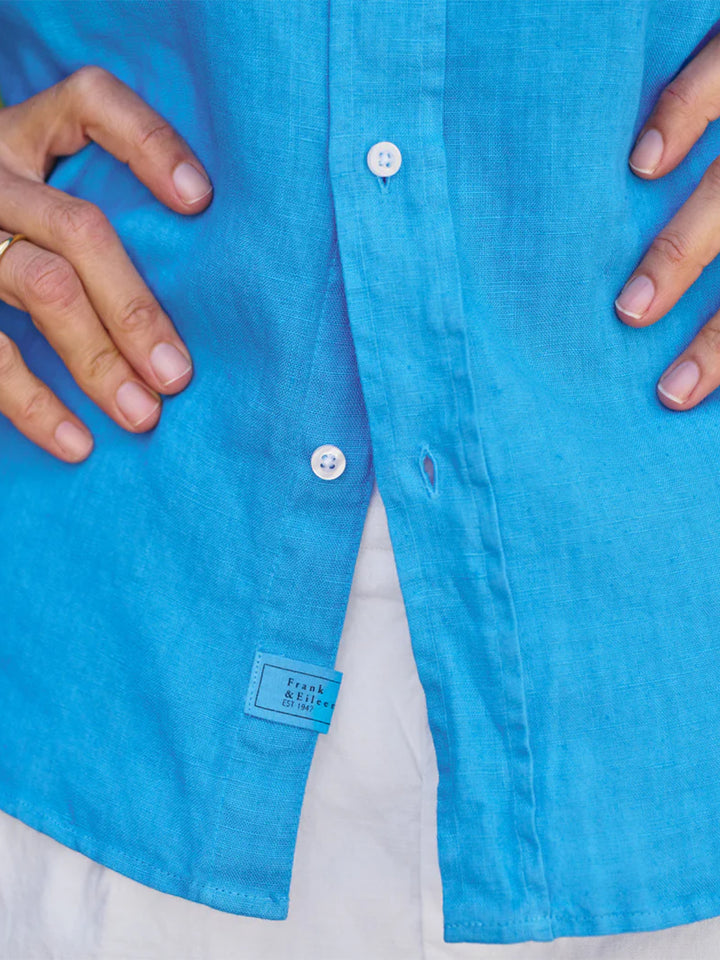 Eileen Relaxed Button-Up Shirt in Turquois