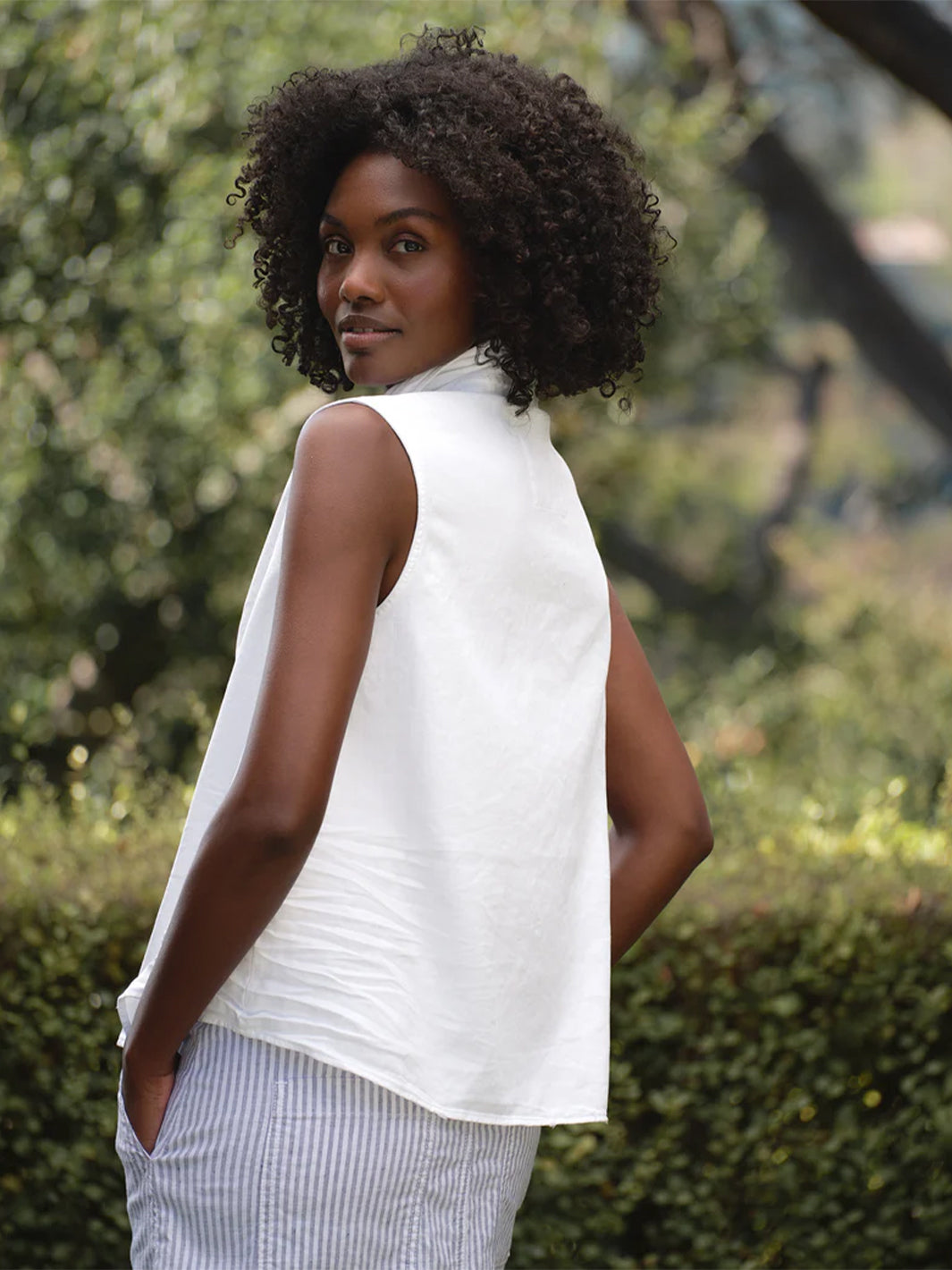 Olivia Popover Tank in White