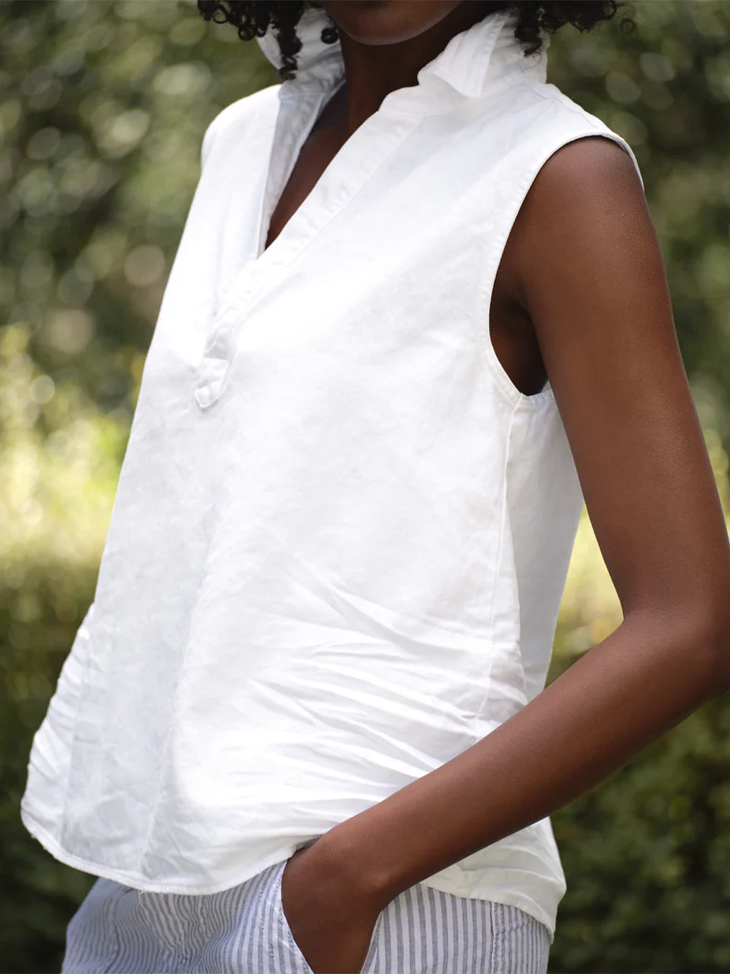 Olivia Popover Tank in White