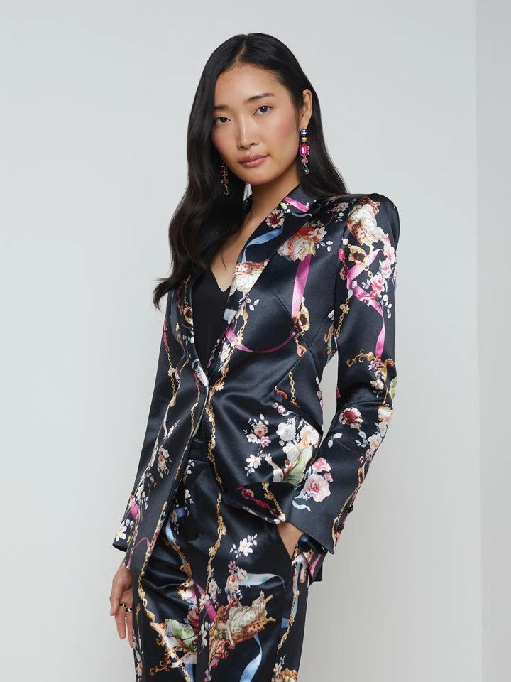 Sheila Structured Blazer in Black Multi Rococo Angel