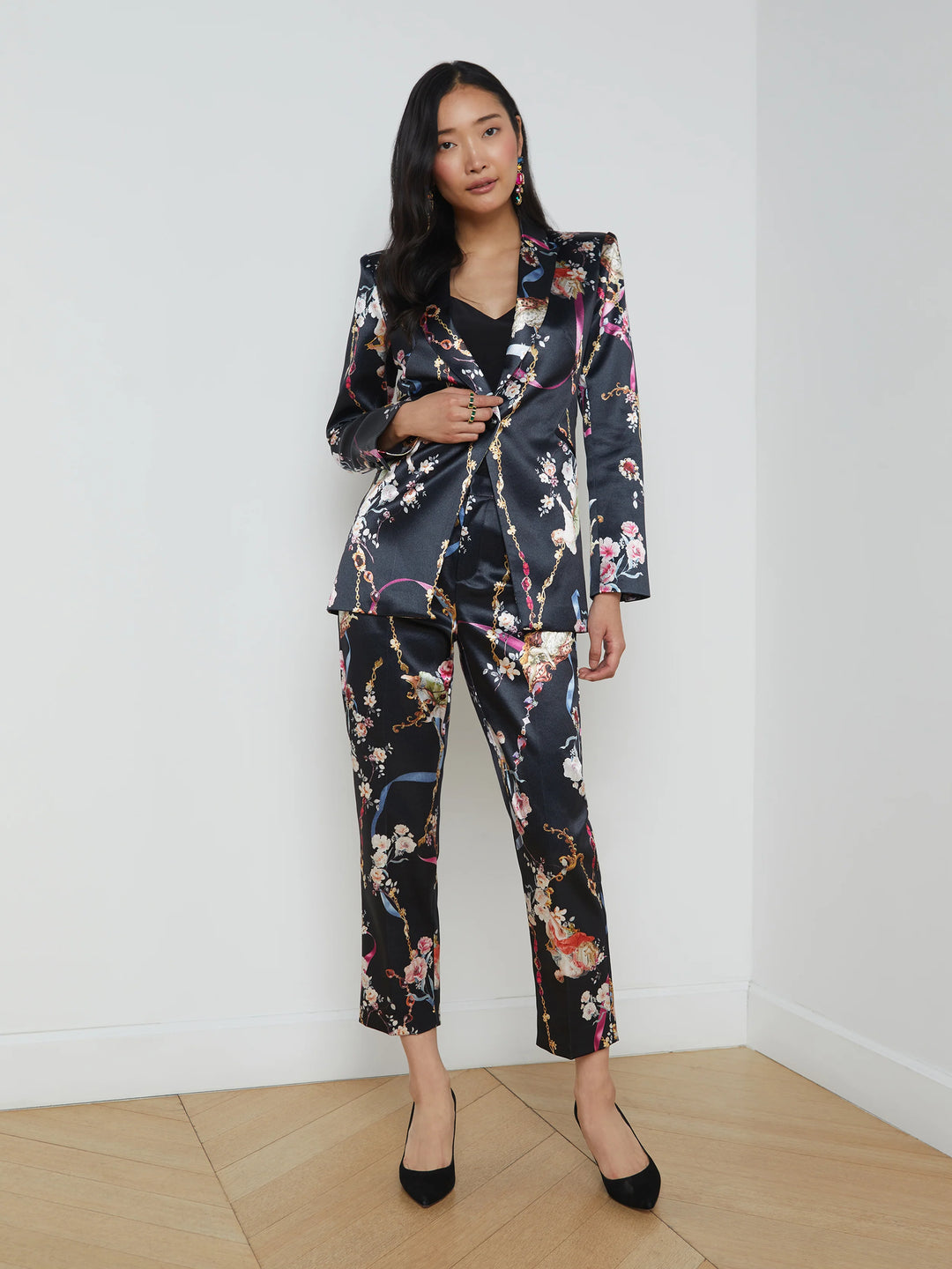 Sheila Structured Blazer in Black Multi Rococo Angel