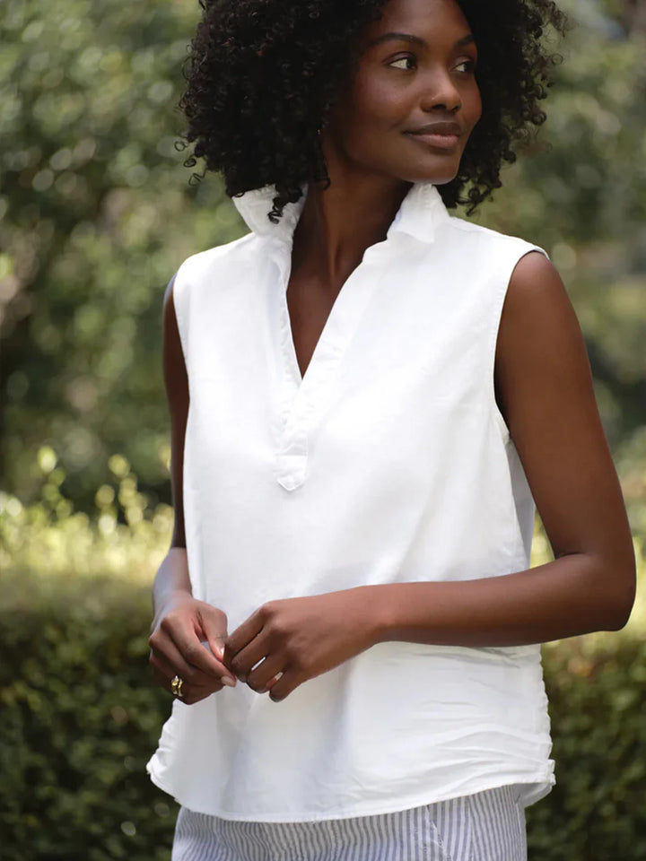 Olivia Popover Tank in White