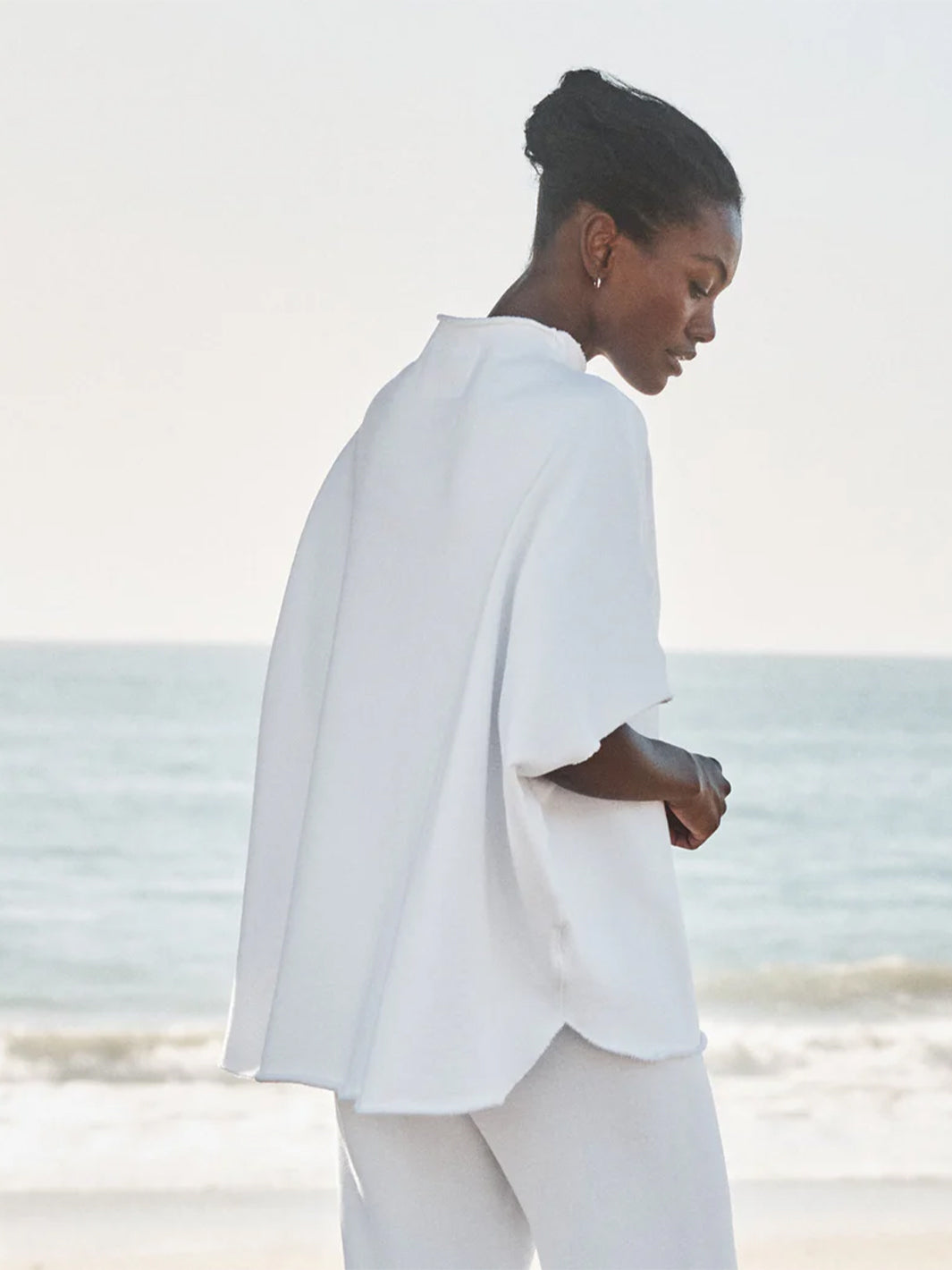 Audrey Funnel Neck Capelet in White