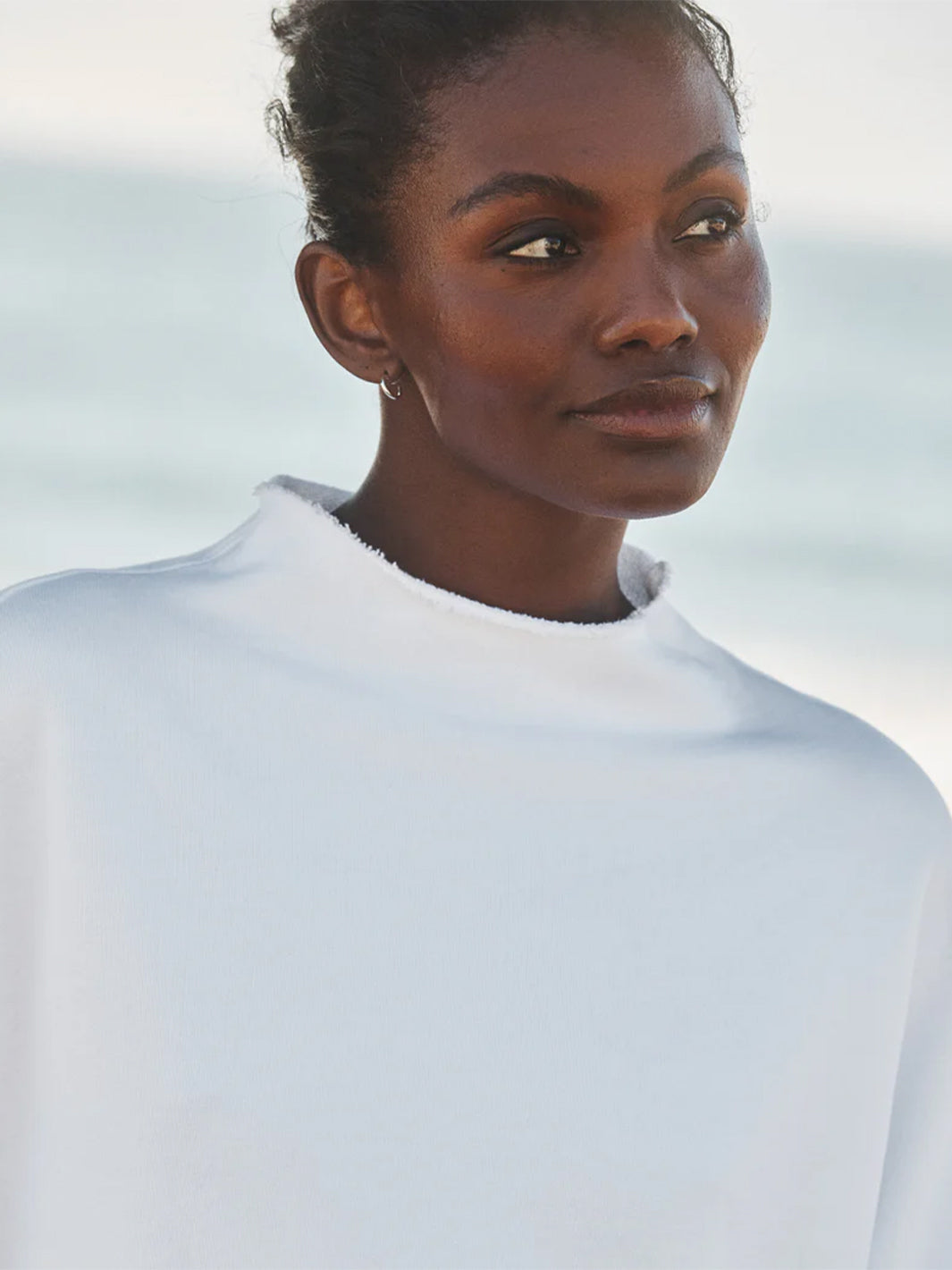 Audrey Funnel Neck Capelet in White