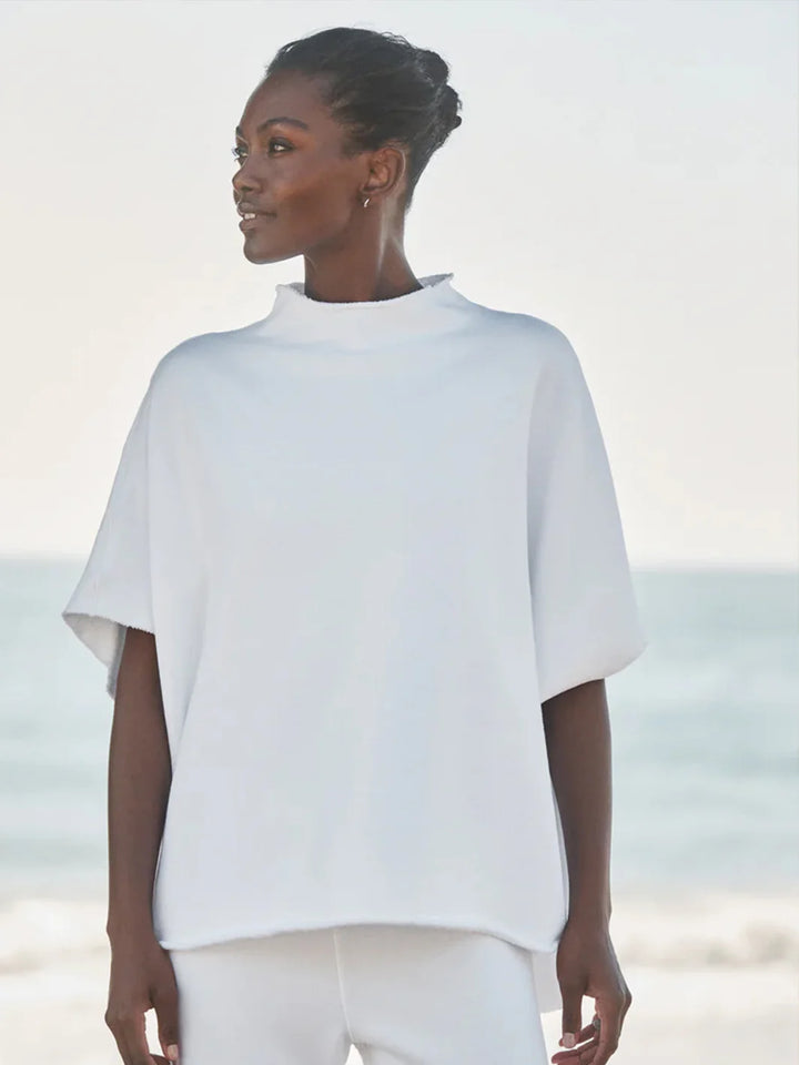 Audrey Funnel Neck Capelet in White