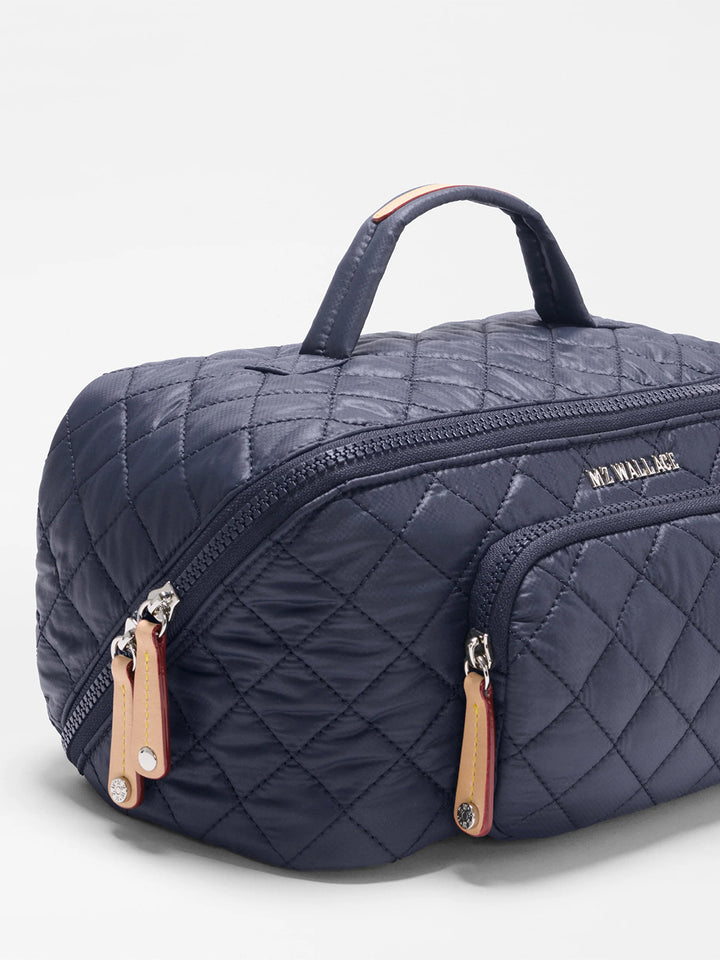 Large Accordion Cosmetic Bag in Navy/Red