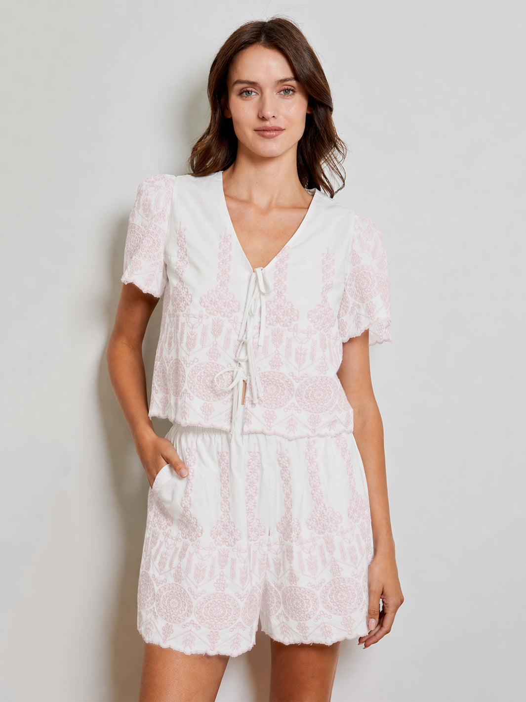 Eyelet Blouse in White Combo
