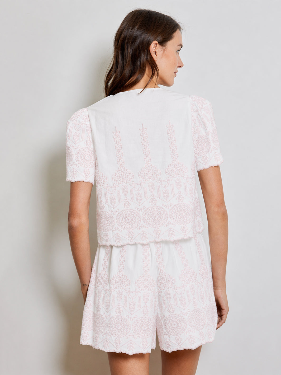 Eyelet Blouse in White Combo
