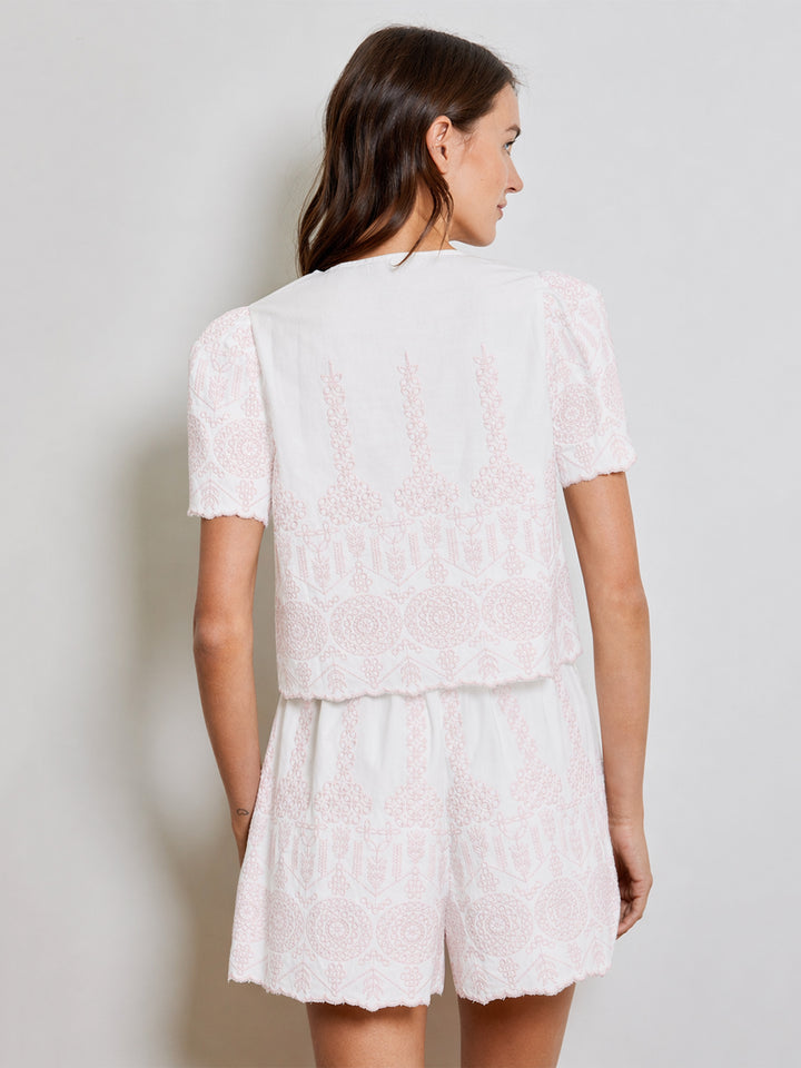 Eyelet Blouse in White Combo