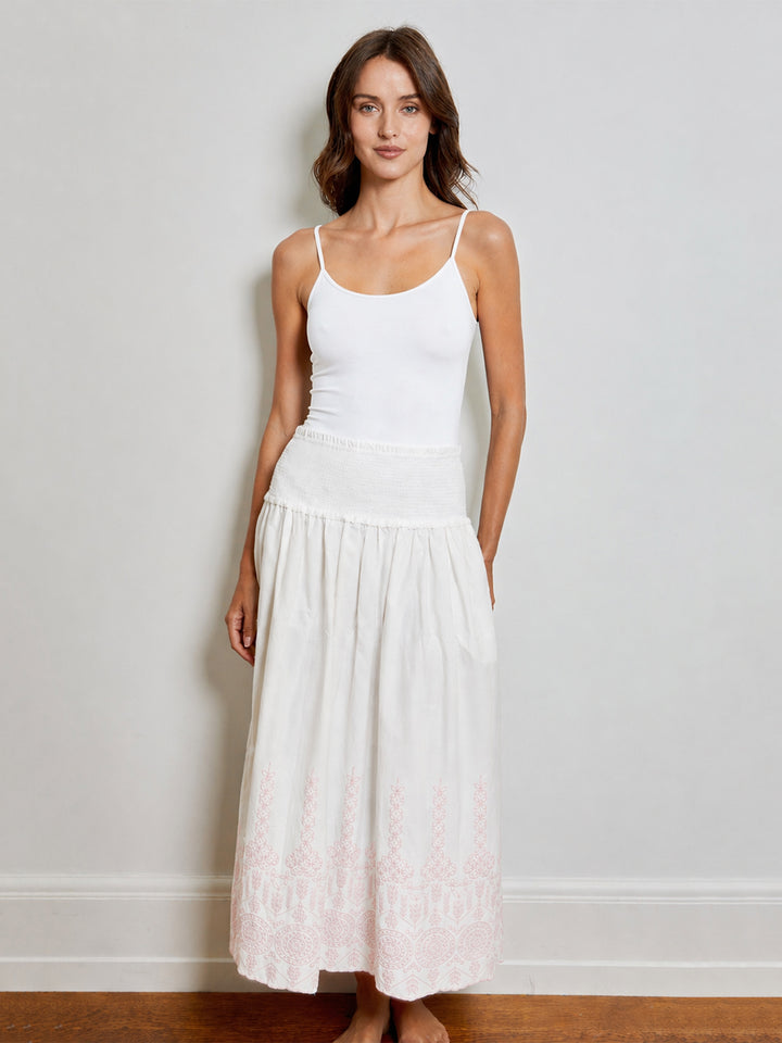 Eyelet Skirt in White Combo