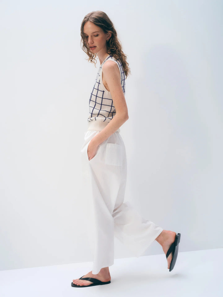Cashmere Windowpane Vest in Soft White