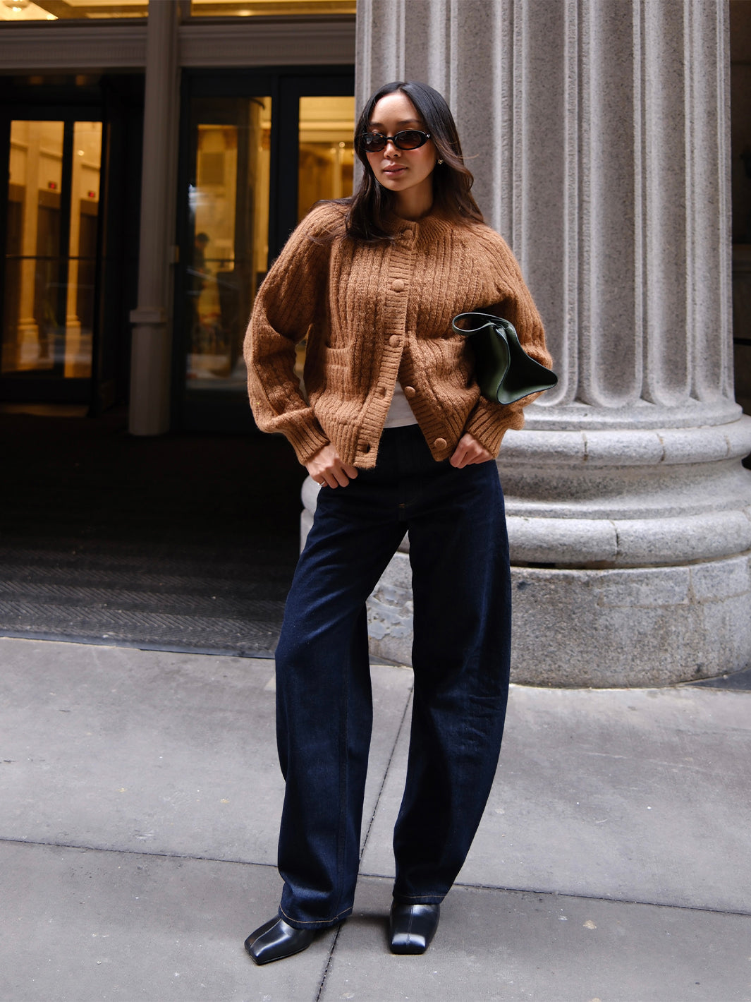 Mohair Blend Cardigan in Camel Brown