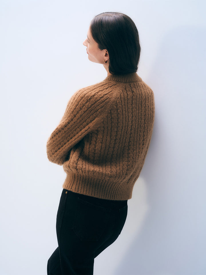 Mohair Blend Cardigan in Camel Brown