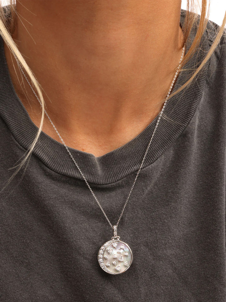 Sweet Dreams Medallion Necklace in Gold|White Diamondettes