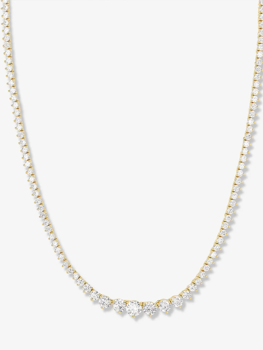 Not Your Basic Graduated Tennis Necklace in Gold|White Diamondettes