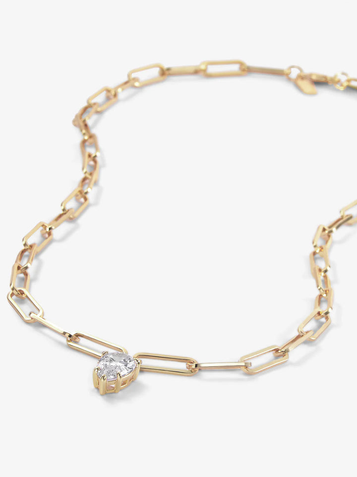 Samantha Teardrop Necklace in Gold|White Diamondettes