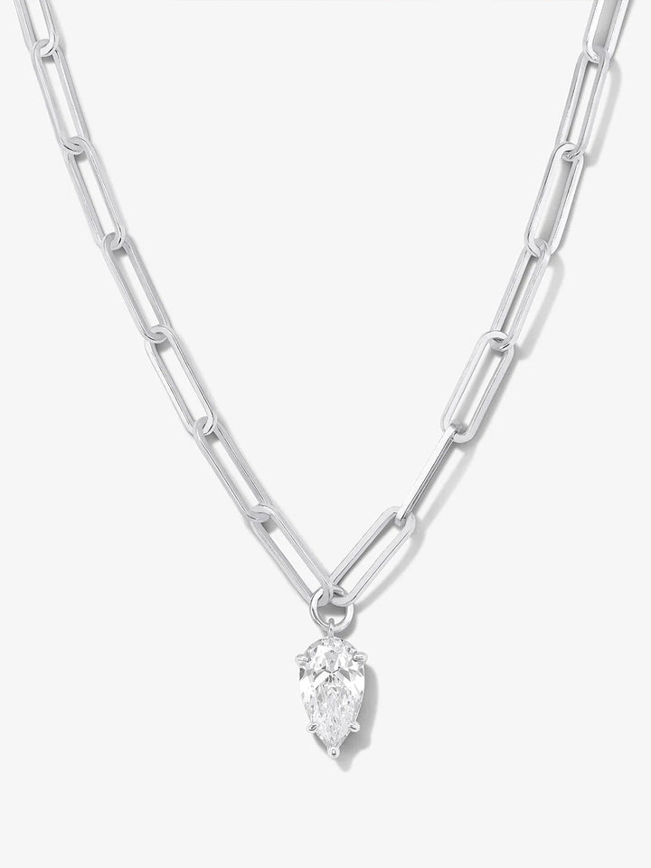 Samantha Teardrop Necklace in Silver|White Diamondettes