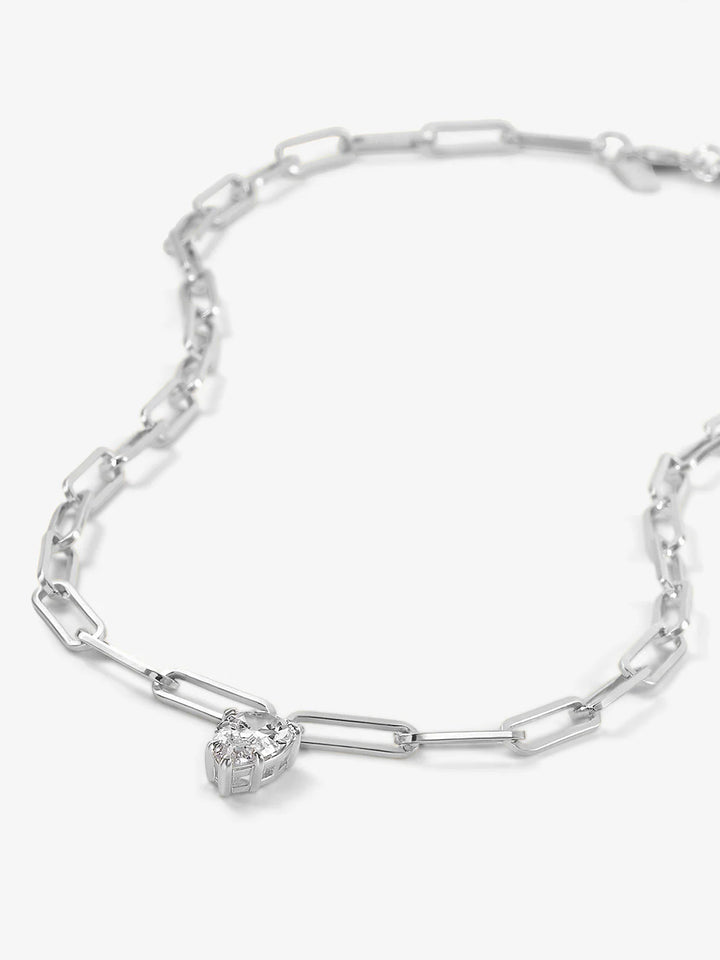 Samantha Teardrop Necklace in Silver|White Diamondettes