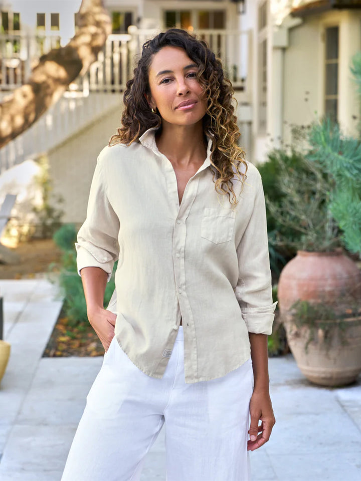 Eileen Relaxed Button-Up Shirt in Sand