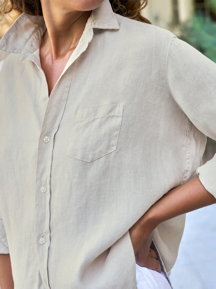 Eileen Relaxed Button-Up Shirt in Sand