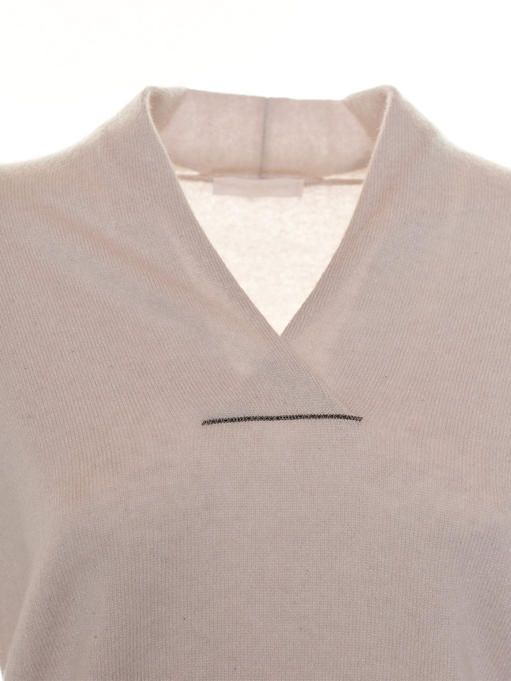 Knitted V-Neck in Taupe