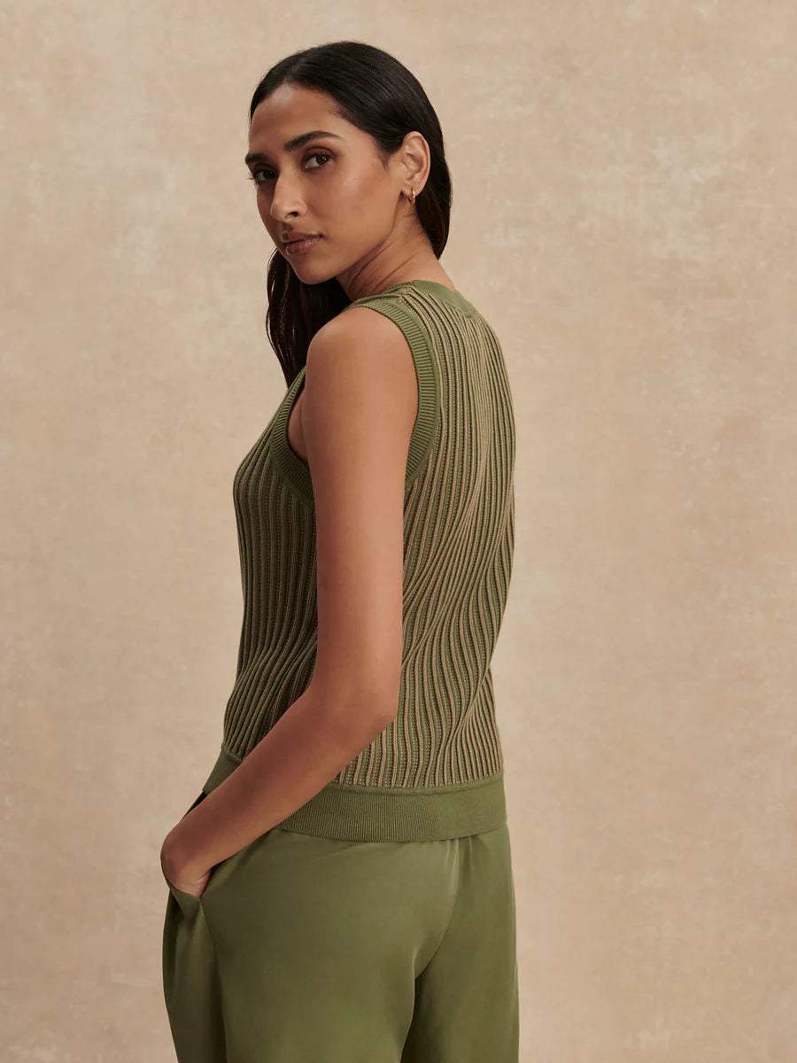 Aldcroft Stitch Knit Tank in Olivine