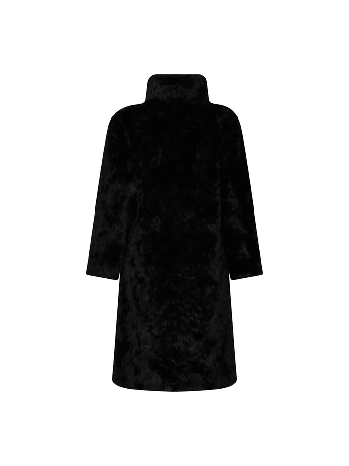 Faux Fur with High Collar in Black