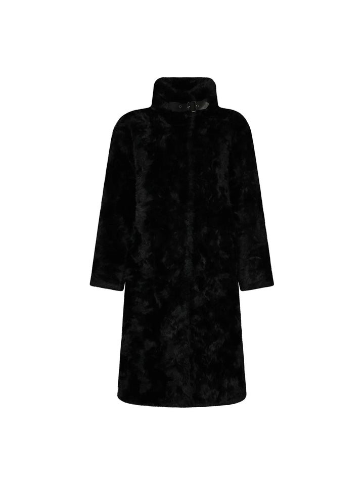Faux Fur with High Collar in Black