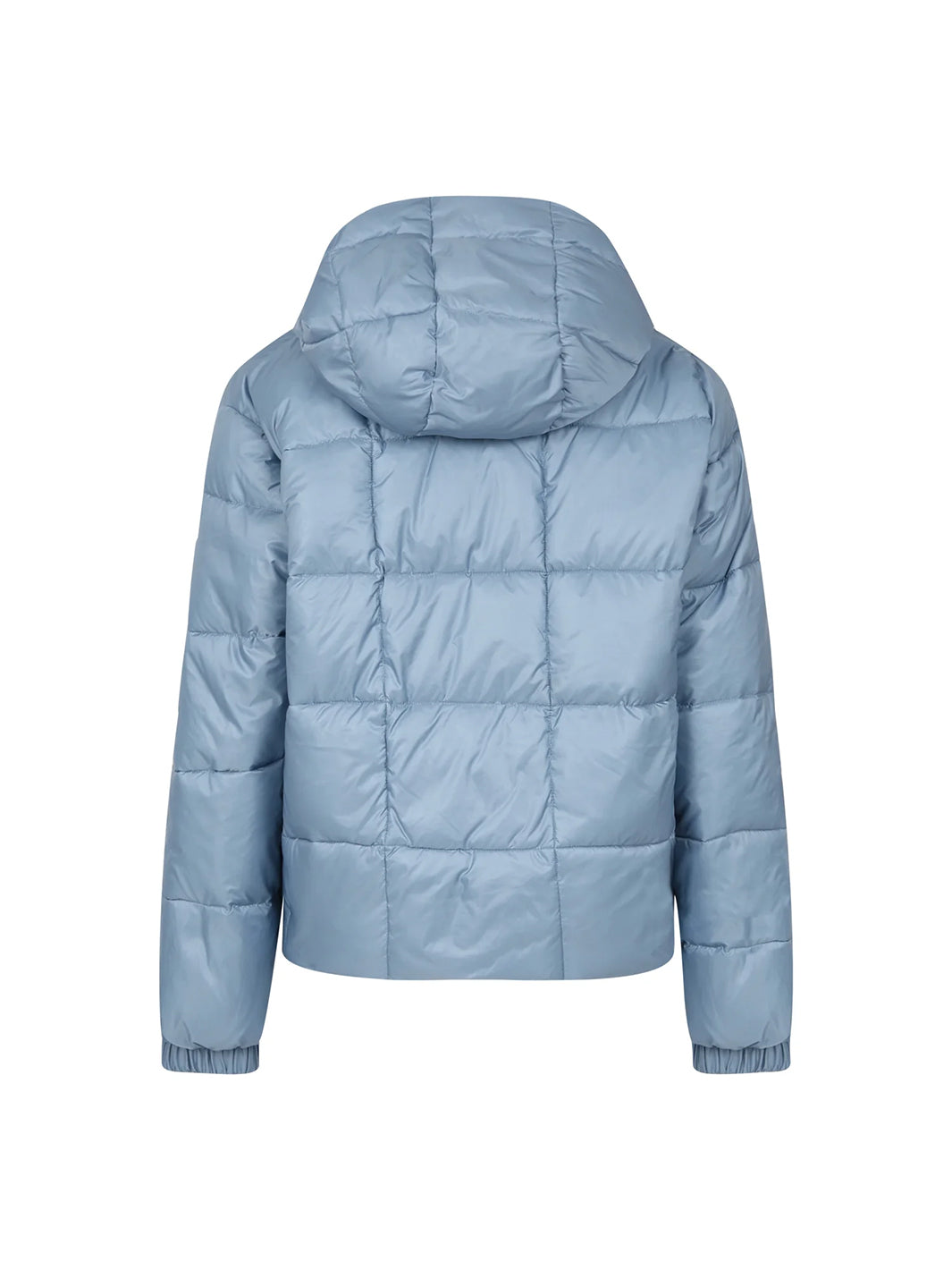Short Reversible Down Jacket with Jewel Buttons in Sky Blue